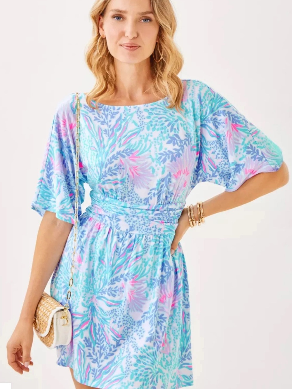 Lilly Pulitzer Parigi Dress Romper Flutter Sleeve Via Del Mar 💙 large new
